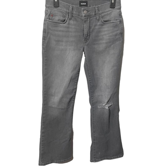 Hudson Natalie Graveyard Gray Lightly Distressed Cropped Bootcut Jeans - Picture 3 of 11